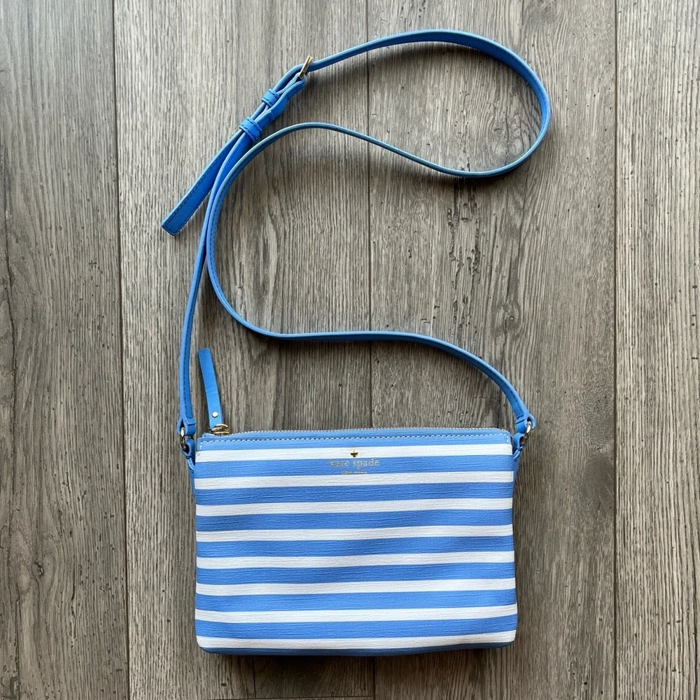 Kate Spade Crossbody Light Blue White Stripes NWOT ♠️